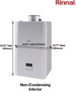 Rinnai RE140iN Non-Condensing Natural Gas Tankless Water Heater - 5.3 GPM Outdoor - Image 3