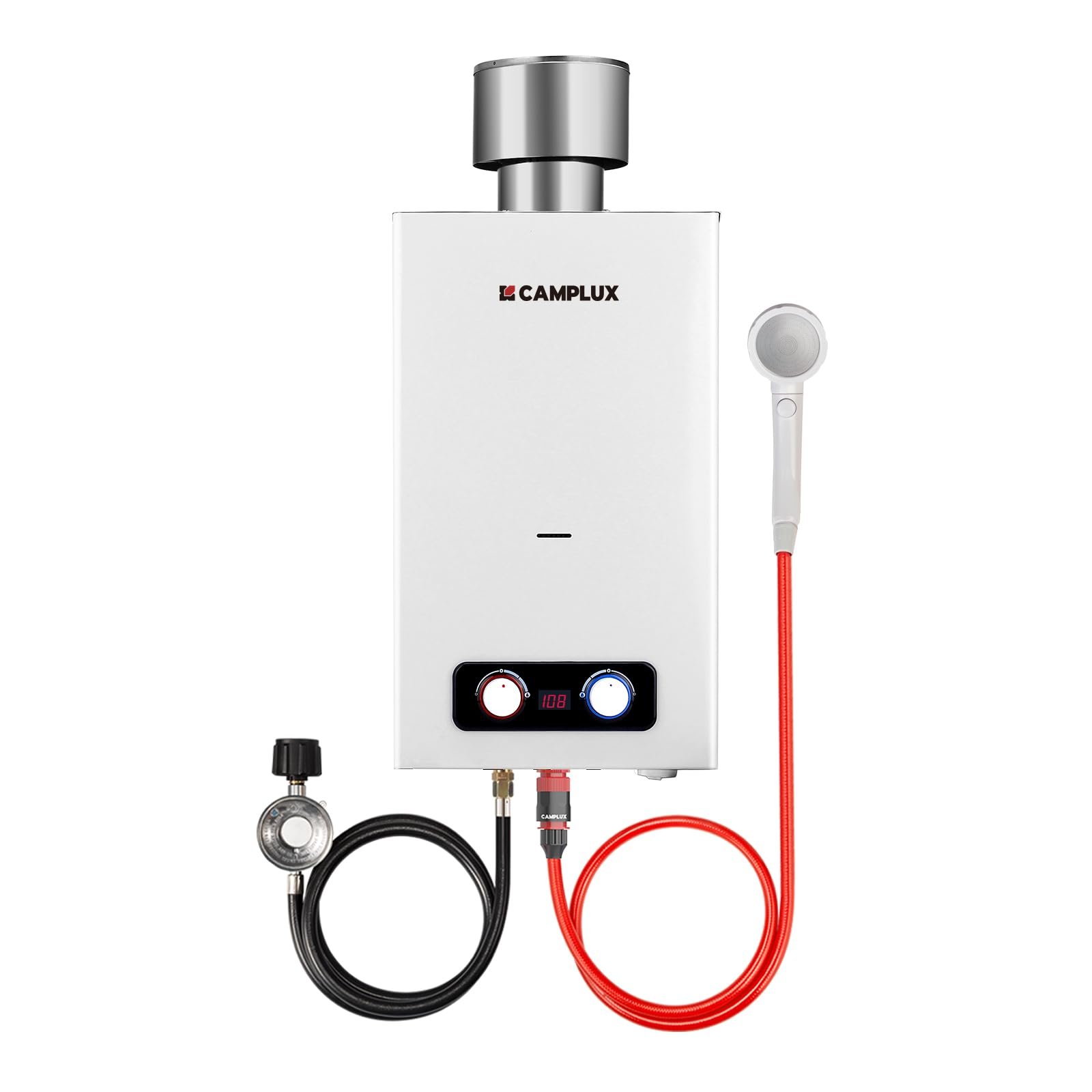 51PiZ_w_uvL CAMPLUX 2.64 GPM Portable Tankless Water Heater Propane, Outdoor On Demand Hot Water with Rain Cap for Camping & Cabins - Image 1