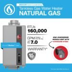 Rheem RTG Series 7.0 GPM Natural Gas Tankless Water Heater, 160,000 BTU Indoor, Non-Condensing - Image 2